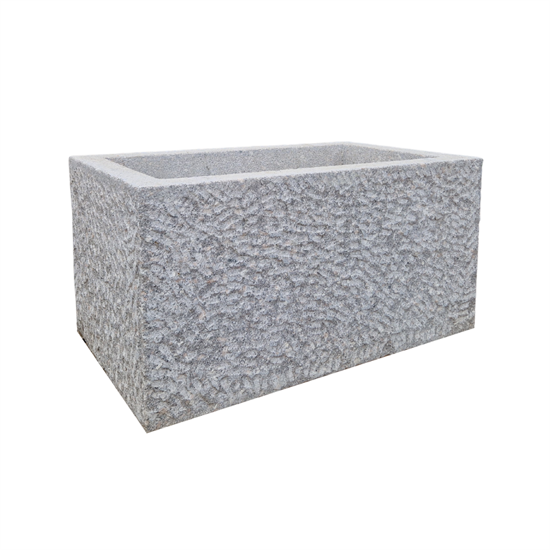 Trog aus Granit grau, L/B/H ca. 75x35x35 cm, "Antikisiert" Kanten