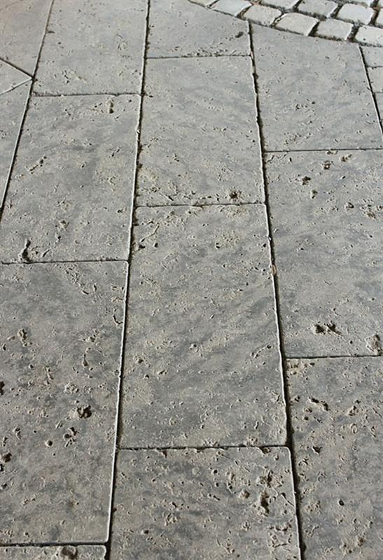 Pflasterplatten aus Muschelkalk, Stärke 3 cm, antik getrommelt, Pflasterplatten aus Muschelkalk, Stärke 3 cm, antik getrommelt,