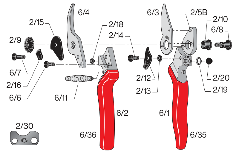 Felco Federsatz best. aus 2 Federn 6/11 für Felco 6 / 12 / 160S