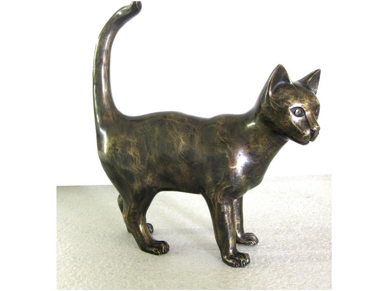 Katze stehend aus Bronzeguß brüniert