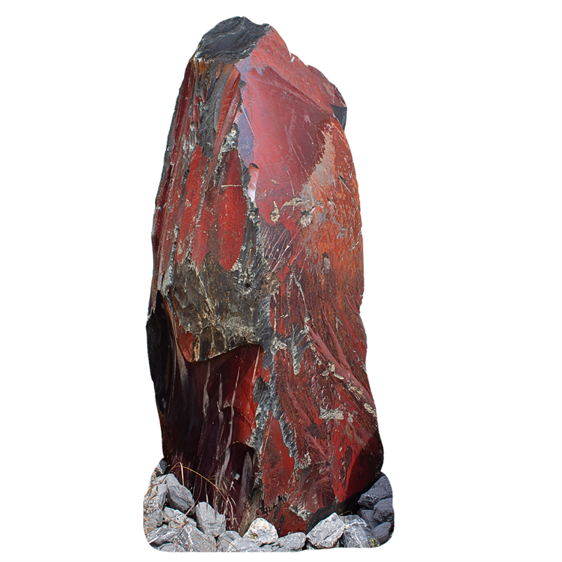 Findling Flamme, Schiefer groß mit roter Kruste, ca. 1,17 t Findling Flamme, Schiefer groß mit roter Kruste, ca. 1,17 t