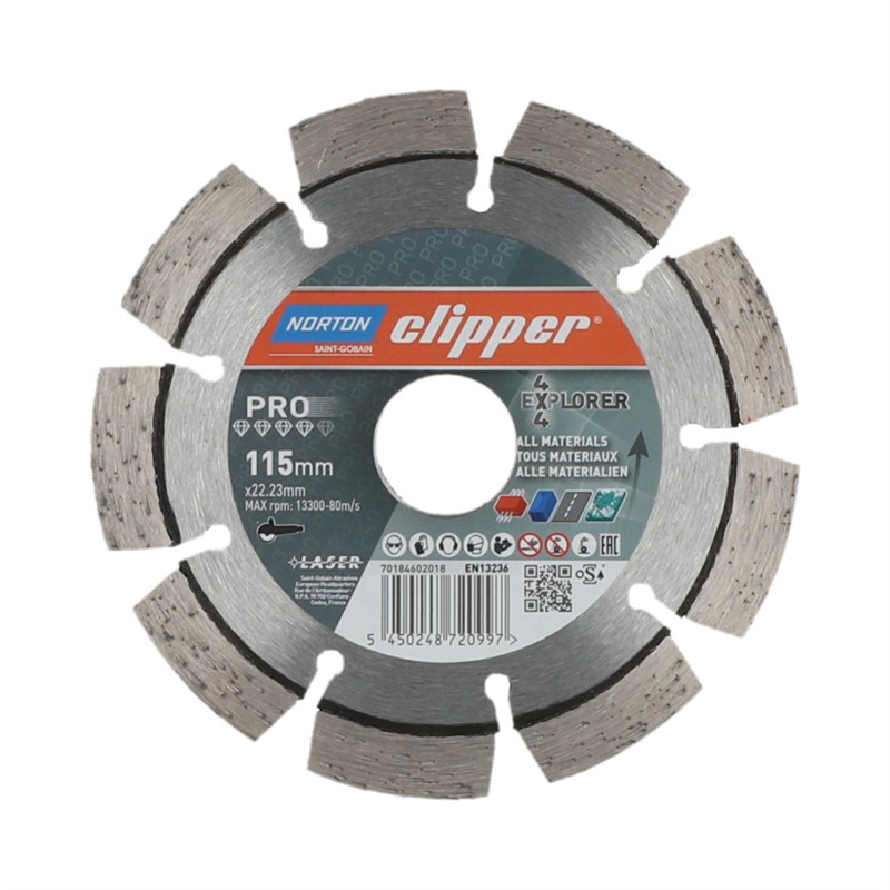 Norton Clipper Diamant-Trennscheibe Clipper Pro 4X4 Explorer – 115 mm x 22,23 mm Norton Clipper Diamant-Trennscheibe Clipper Pro 4X4 Explorer – 115 mm x 22,23 mm
