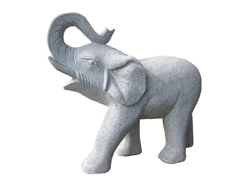 Elefant aus Granit hellgrau, RÜSSEL OBEN, Länge ca. 70 cm