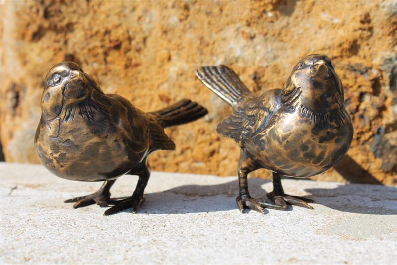 Vogelpärchen aus Bronzeguß