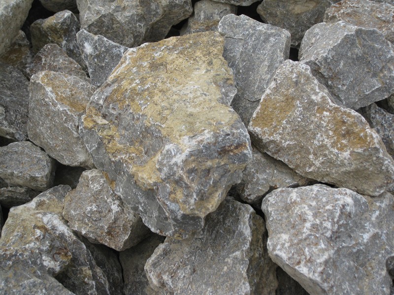 Schroppen aus Muschelkalk für Gabionenfüllung, 60 - 120 mm Körnung, in Big Bag inkl. Verfüllung