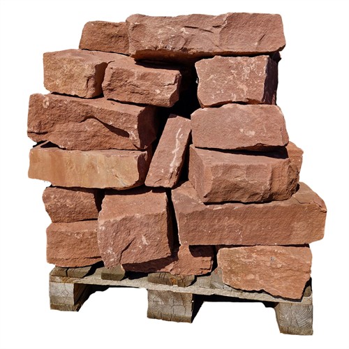 Sandstein Trockenmauersteine rot – gespalten – ca. 15–25 cm – freie Längen – naturbelassen & vielseitig