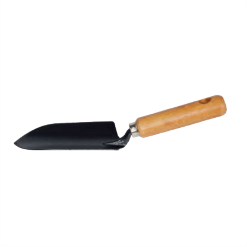 Blumenkelle schwarz mit Holzgriff
