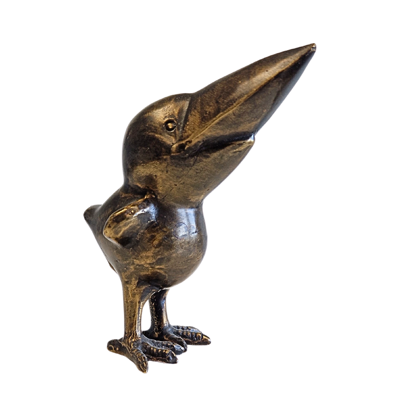 Bronze-Rabe, klein, Blick nach oben Bronze-Rabe, klein, Blick nach oben