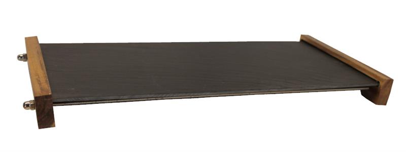 Schiefer Servierplatte mit Holz, ca. 43 x 31 x 3,5 cm