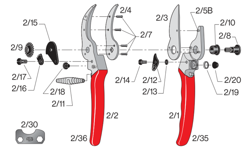 Felco Satz mit 2 Federn passend für Felco 2/4/7/8/9/10/11