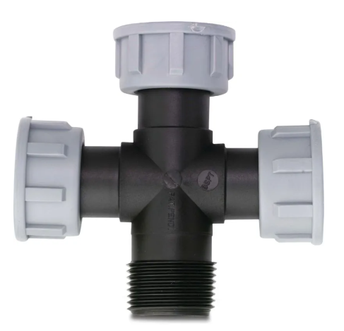 Verteiler Swivel Fitting, Kreuz-Verteiler, 1z IG x 1z IG x 1z IG x 1z AG
