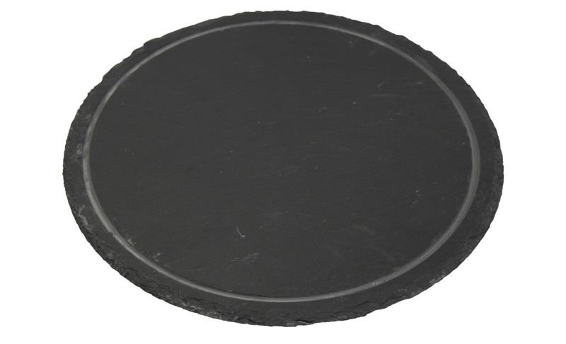 Schiefer Platte rund, 2er SET mit Soßenauffang, Durchmesser