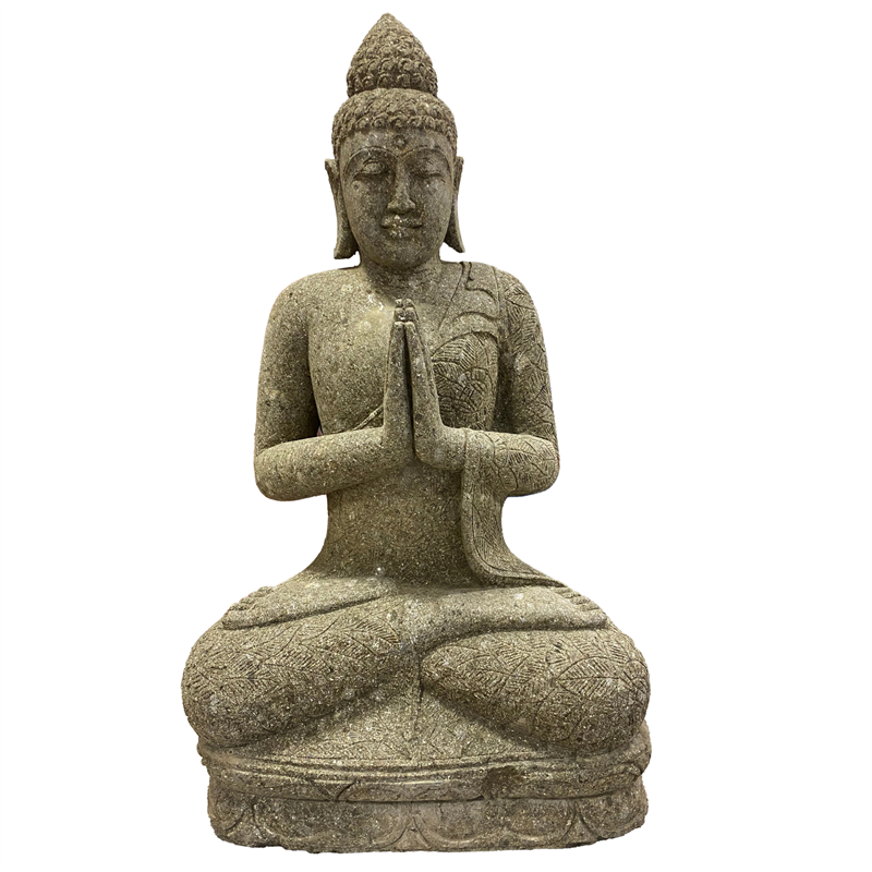 Buddha Sitzend aus Lava Basalt, ca. 120 cm Hoch