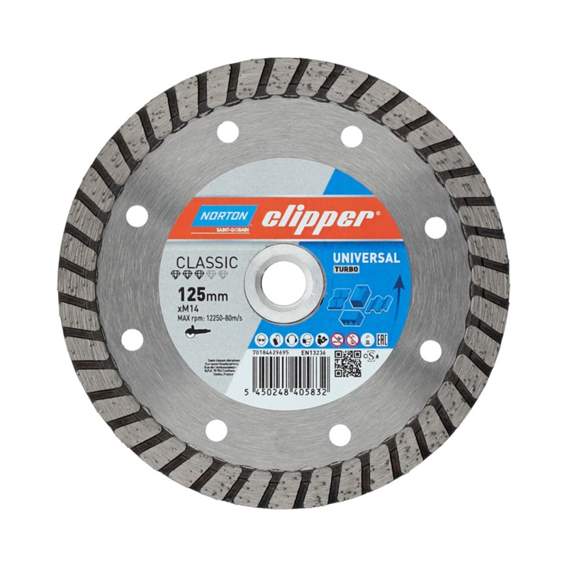 Norton Clipper Diamant-Trennscheibe Clipper Classic Universal Turbo – 125 mm x 22,23 mm