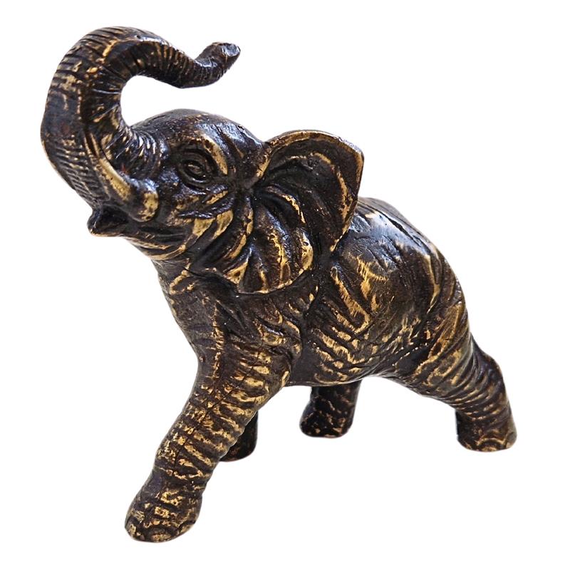 Elefant aus Bronzeguß, Rüssel nach oben